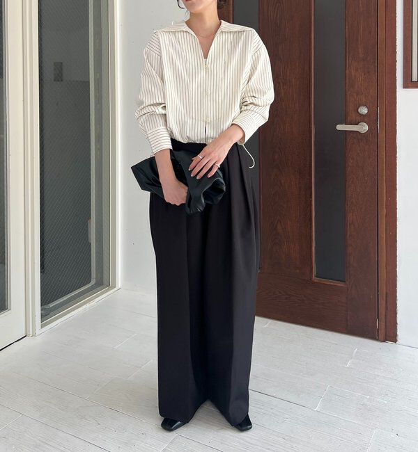  「Vネックストライプショートシャツ」|シャツ・ブラウス|