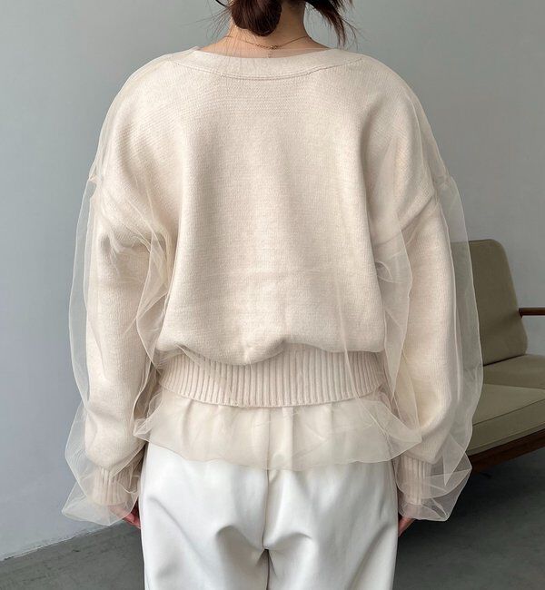  「【1枚で着映え】チュールレイヤードカーディガン」|カーディガン|