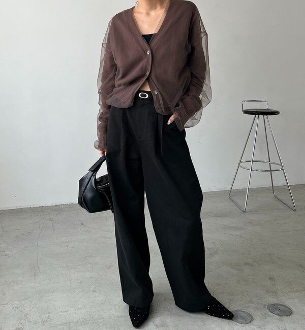  「【1枚で着映え】チュールレイヤードカーディガン」|カーディガン|