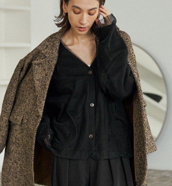  「【1枚で着映え】チュールレイヤードカーディガン」|カーディガン|