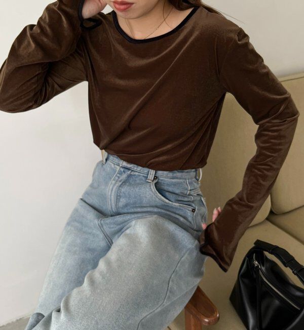  「【前後2WAY】ベロアリンガーTシャツ」|Tシャツ・カットソー|