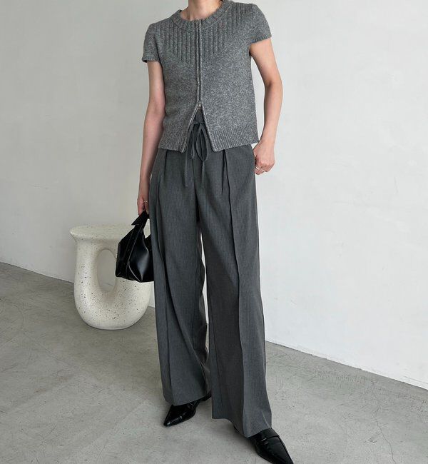  「ウエストリボンストライプパンツ」|チノ|