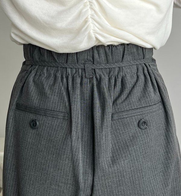  「ウエストリボンストライプパンツ」|チノ|