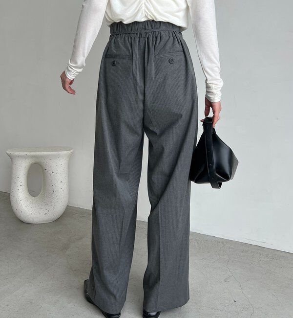  「ウエストリボンストライプパンツ」|チノ|
