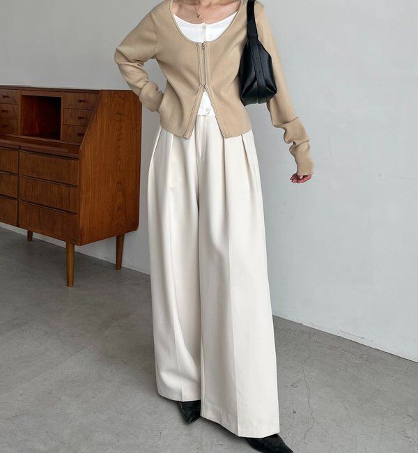  「【WEB限定】Wジップレイヤードニット」|カーディガン|