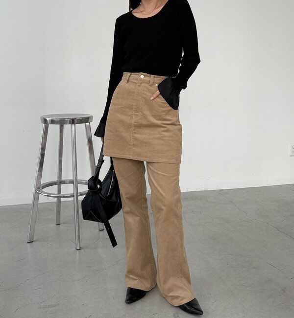  「【新色/レイヤード対応】コーデュロイフレアパンツ」|チノ|