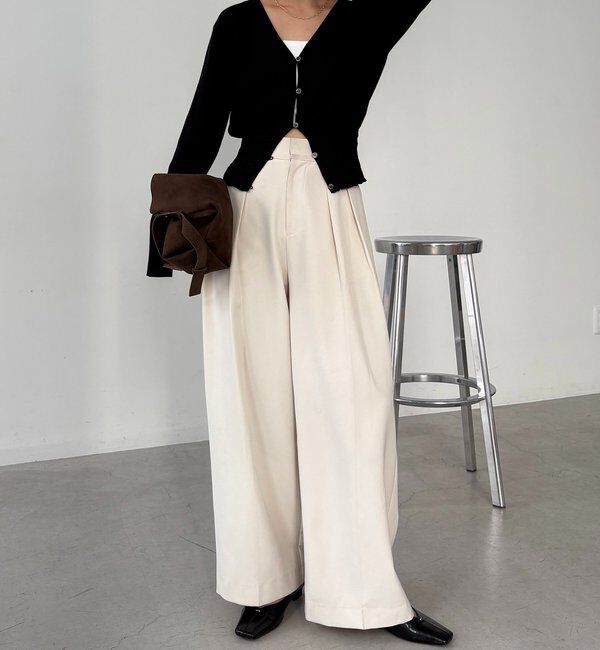  「【スタイルアップ効果◎】裾シャーリングリブカーディガン」|カーディガン|