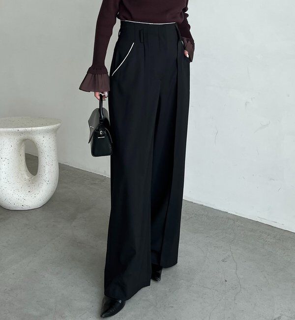  「〈C.L〉カットオフハイウエストパンツ」|チノ|ブラック