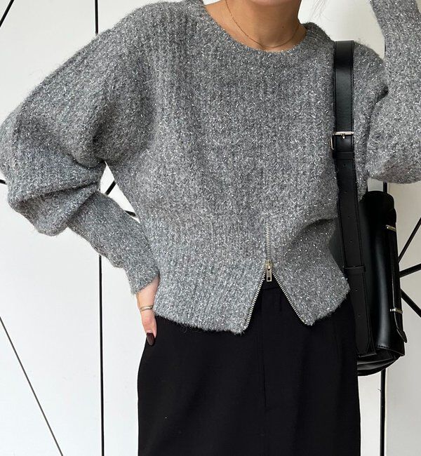  「裾ジップラメプルオーバー」|ニット・セーター|