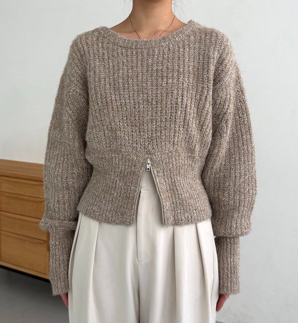  「裾ジップラメプルオーバー」|ニット・セーター|