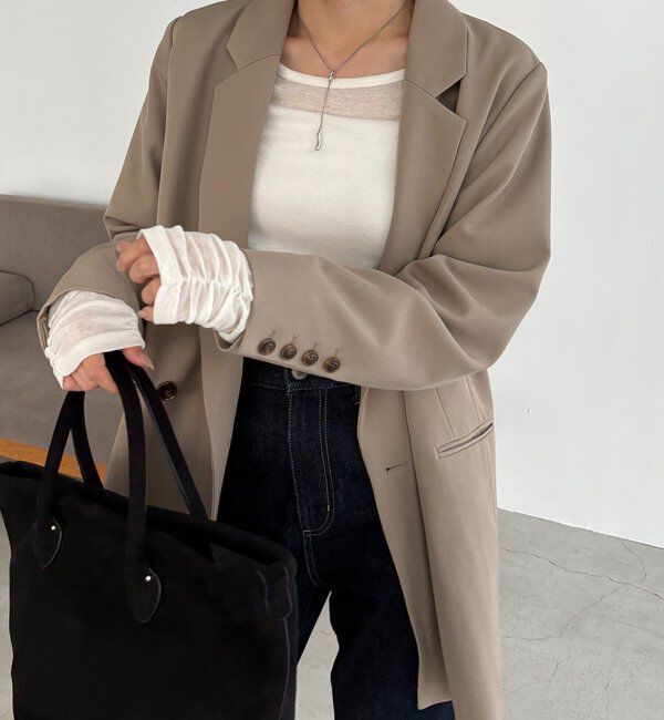  「【前後2WAY】テンセルウール袖ギャザーロンT」|Tシャツ・カットソー|