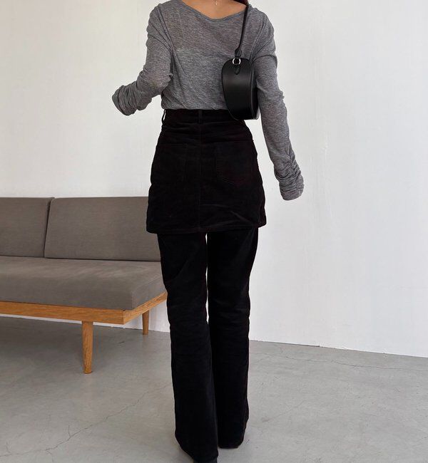  「【前後2WAY】テンセルウール袖ギャザーロンT」|Tシャツ・カットソー|