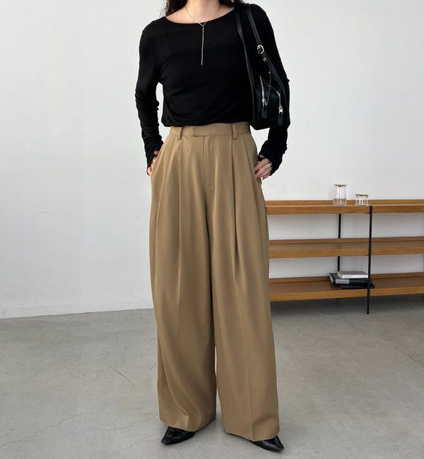  「【前後2WAY】テンセルウール袖ギャザーロンT」|Tシャツ・カットソー|