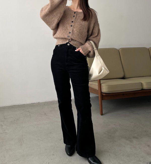  「【前後2WAY】モヘア起毛パフカーディガン」|カーディガン|