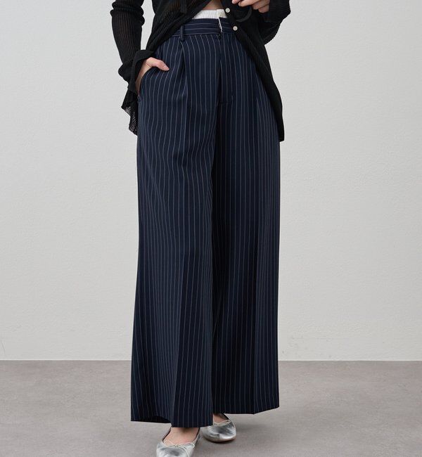  「《セットアップ着用可》ストライプウエストデザインパンツ」|チノ|