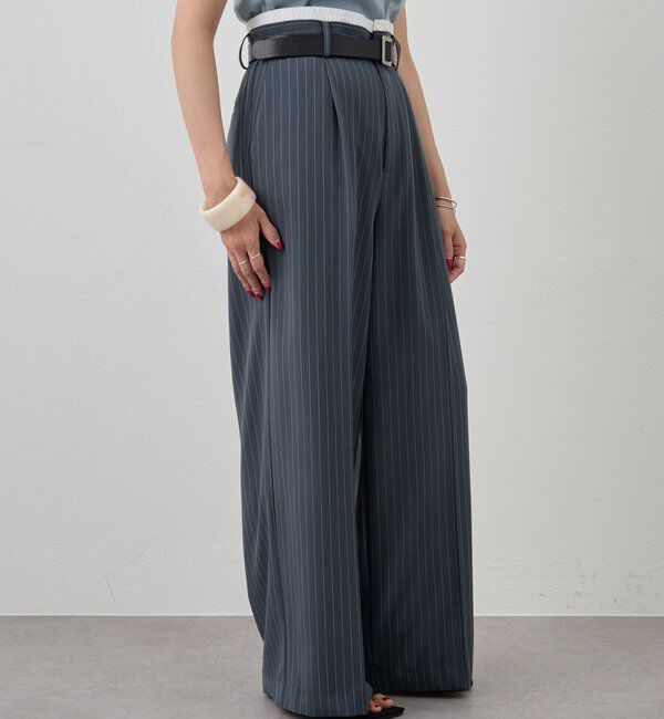  「《セットアップ着用可》ストライプウエストデザインパンツ」|チノ|