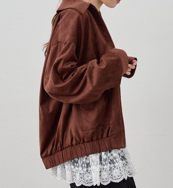  「《セットアップ着用可能》フェイクスウェードブルゾン」|ブルゾン・スタジャン|