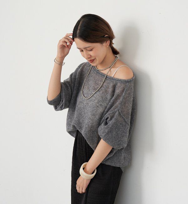  「《インフルエンサー@kanako_ikiコラボ》シアーウールプルオーバー」|ニット・セーター|グレー