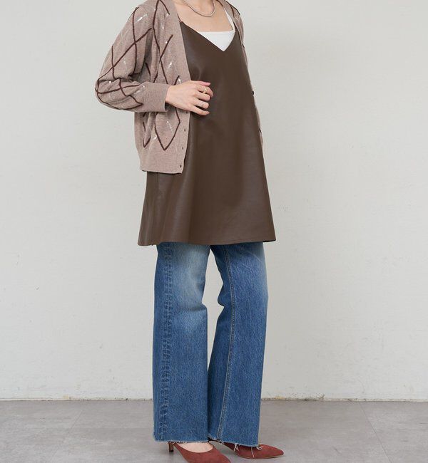  「《レイヤードにも◎》レザーチュニックキャミ」|シャツ・ブラウス|