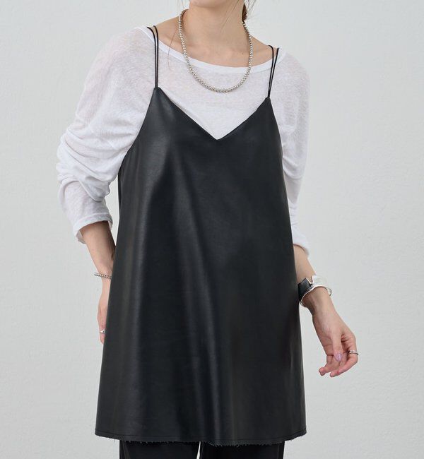  「《レイヤードにも◎》レザーチュニックキャミ」|シャツ・ブラウス|