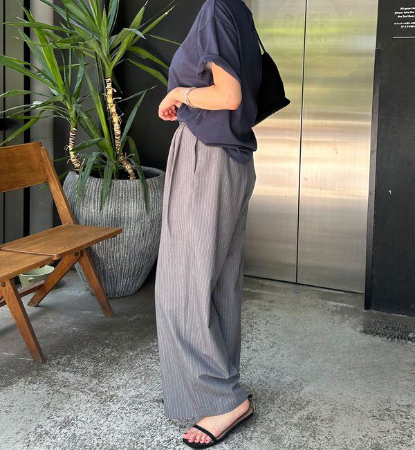  「ダブルタックストライプワイドパンツ」|チノ|