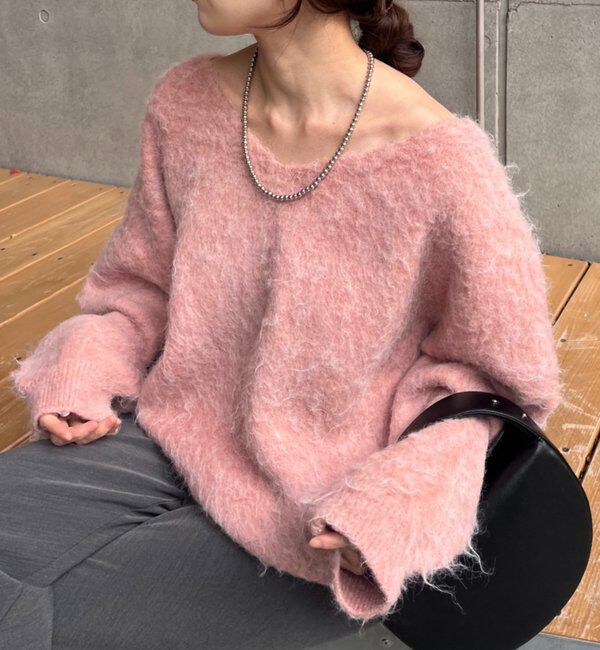  「【4色展開】【着映えニット】シャギーＶネックプルオーバー」|ニット・セーター|