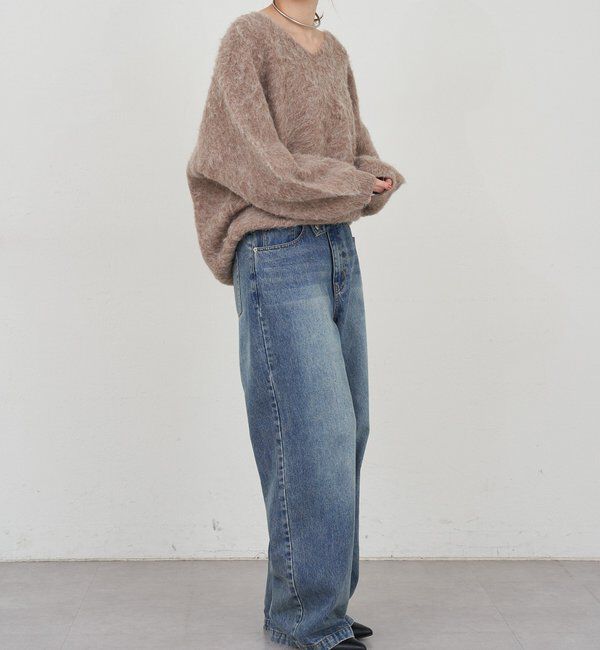  「【4色展開】【着映えニット】シャギーＶネックプルオーバー」|ニット・セーター|