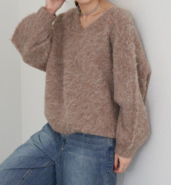  「【4色展開】【着映えニット】シャギーＶネックプルオーバー」|ニット・セーター|