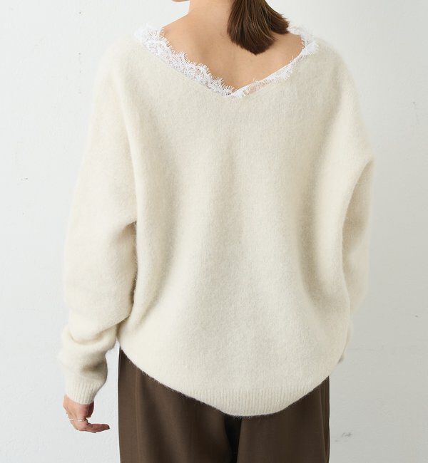  「レースＶネックウールニット」|ニット・セーター|
