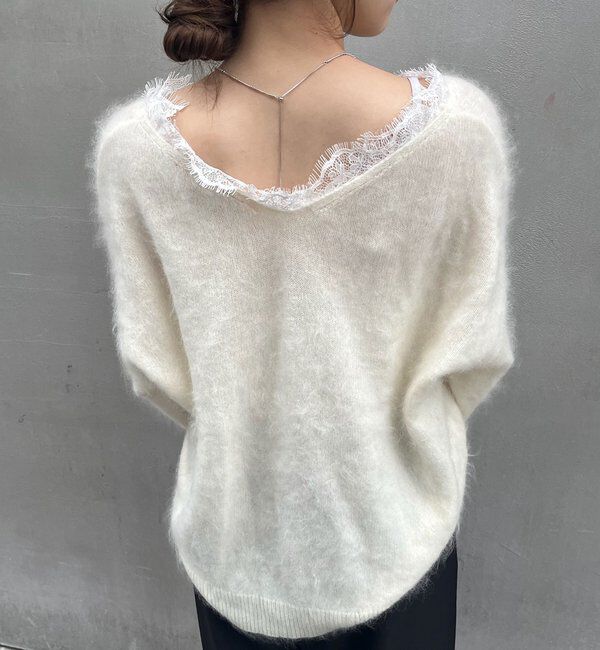  「レースＶネックウールニット」|ニット・セーター|