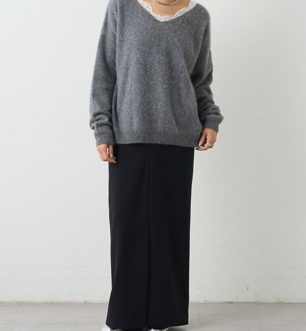  「レースＶネックウールニット」|ニット・セーター|