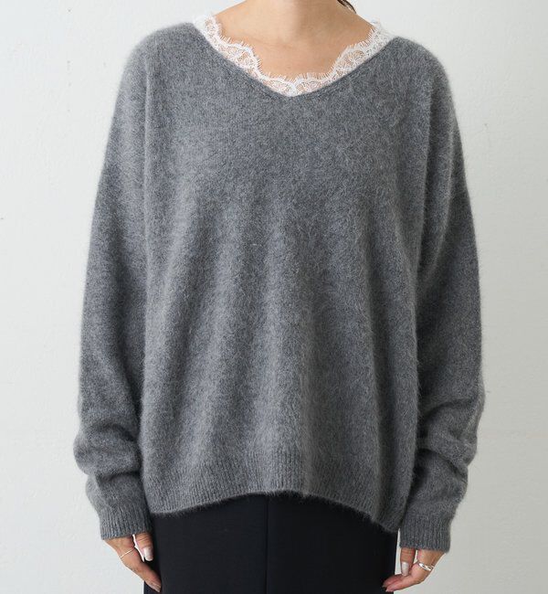 「レースＶネックウールニット」|ニット・セーター|