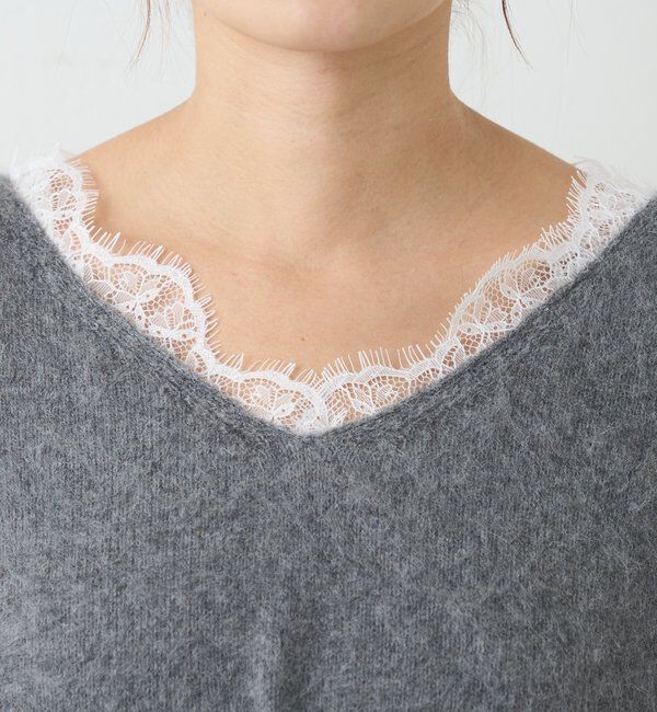  「レースＶネックウールニット」|ニット・セーター|