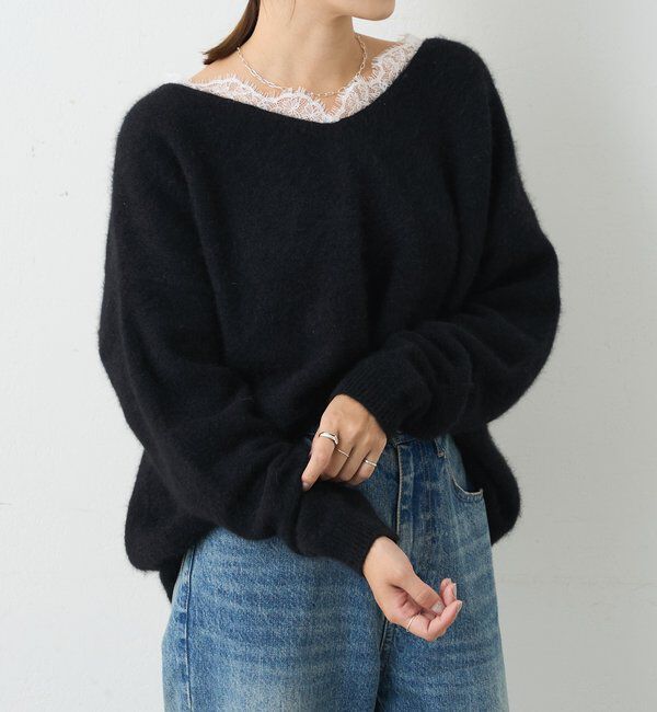  「レースＶネックウールニット」|ニット・セーター|