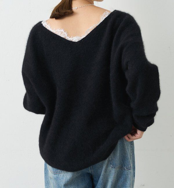  「レースＶネックウールニット」|ニット・セーター|