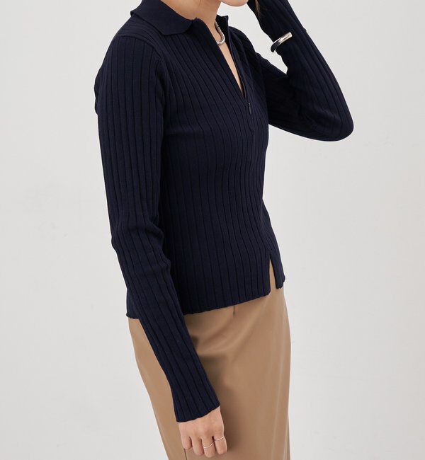  「ハーフジップリブニット」|ニット・セーター|