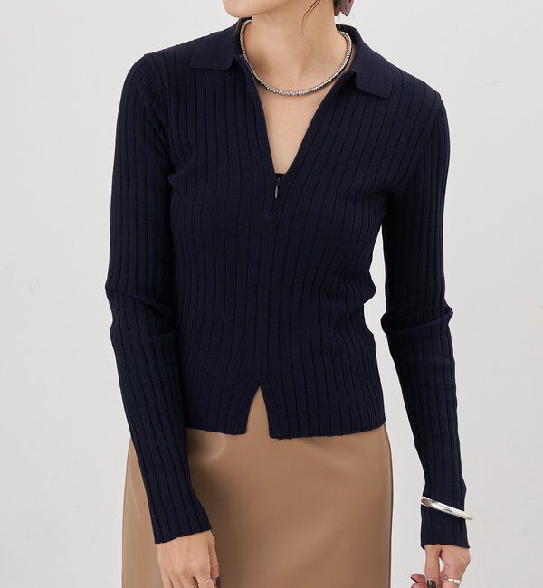  「ハーフジップリブニット」|ニット・セーター|