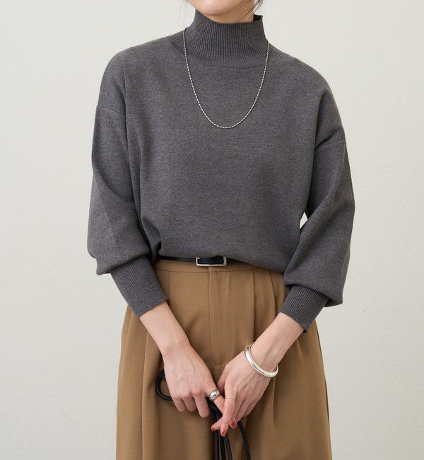  「総針ハイネックニット」|パーカー|チャコールグレー