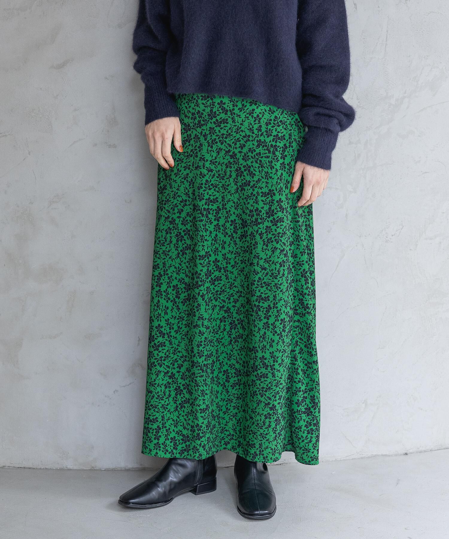 A part by 「フラワープリントナロースカート」|スカート|グリーン