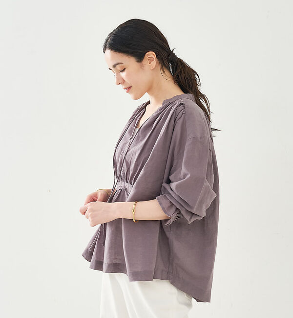 collex「リネンコットンギャザーブラウス」|シャツ・ブラウス|
