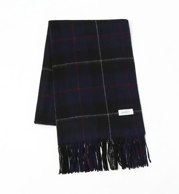 ABAHOUSE「【カシミヤ100％】チェック柄 マフラー 60&times;180」|マフラー|ネイビー
