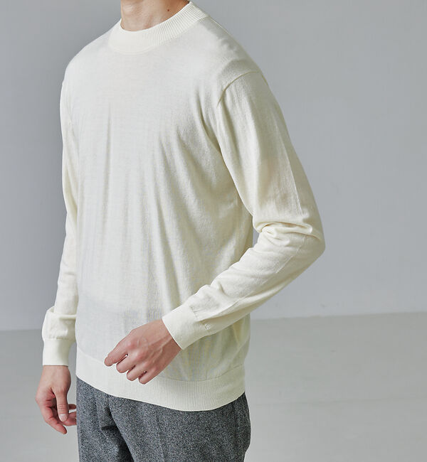 ABAHOUSE「【シルクの様な光沢】カシミヤ　モックネック　ニット」|ニット・セーター|