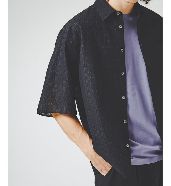 ABAHOUSE「【シアージャガード】ボックスシルエット 半袖シャツ / ハーフスリーブ シアーシ」|シャツ・ブラウス|