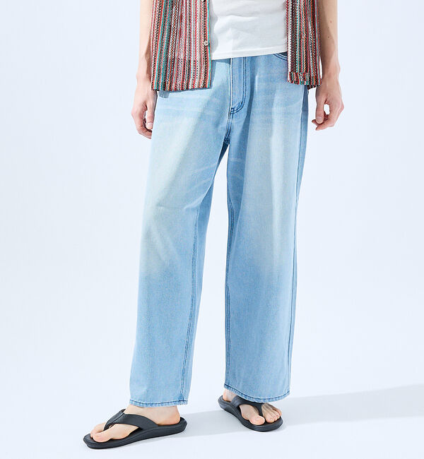 ABAHOUSE「SLUB DENIM BAGGY PANTS /スラブ デニム バギー パンツ/」|デニム|ライトブルー