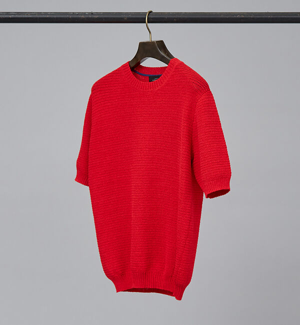 ABAHOUSE「フルニードル メッシュニットTシャツ」|Tシャツ・カットソー|レッド