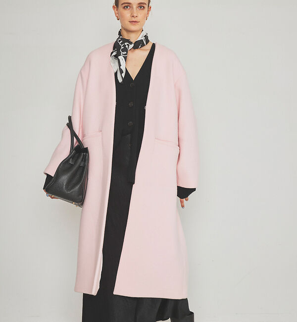 Rouge vif「ノーカラー ロングコート」|ノーカラーコート|