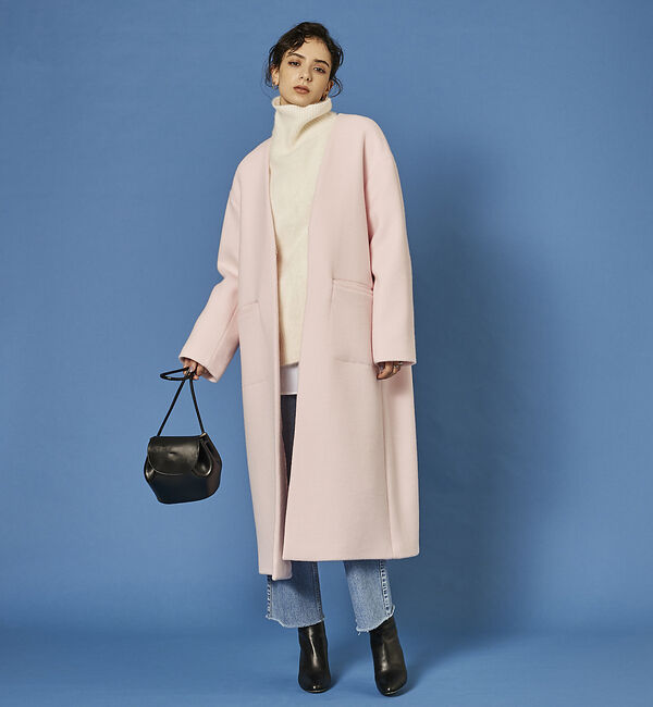 Rouge vif「ノーカラー ロングコート」|ノーカラーコート|
