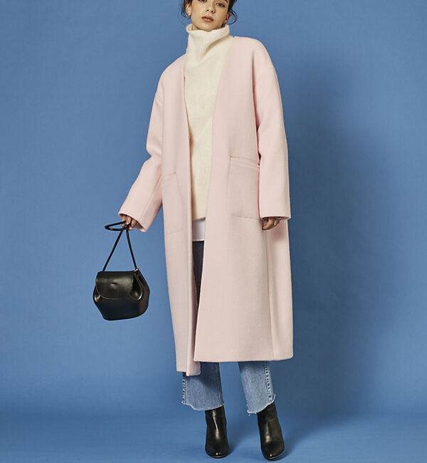 Rouge vif「ノーカラー ロングコート」|ノーカラーコート|