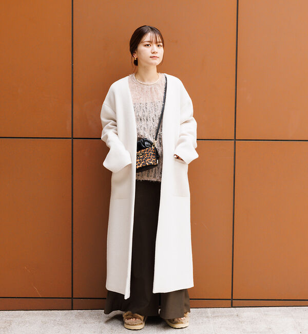 Rouge vif「ノーカラー ロングコート」|ノーカラーコート|