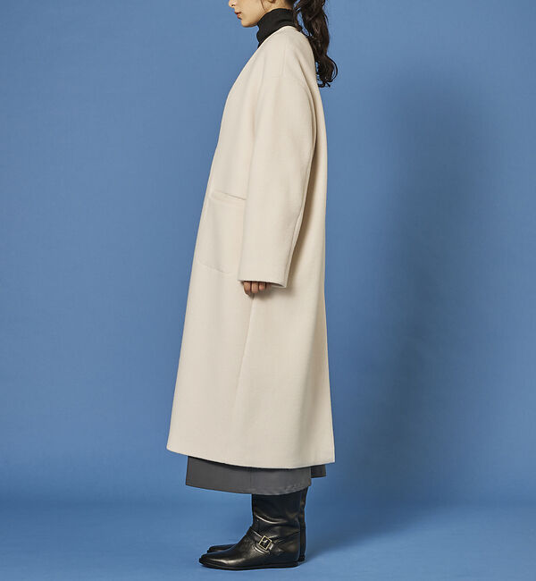 Rouge vif「ノーカラー ロングコート」|ノーカラーコート|